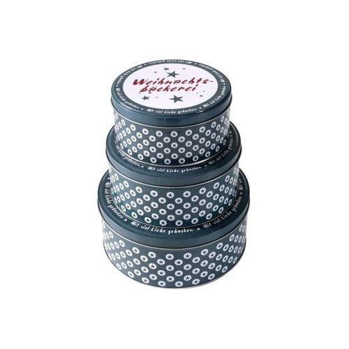 4057984907975 - Posten Börse - Gebäckdose 3er Set rund grau Weihnachtsbäckerei Metall Dose - Grau 4057984907975 - Posten Börse - Gebäckdose 3er Set rund grau Weihnachtsbäckerei Metall Dose - Grau