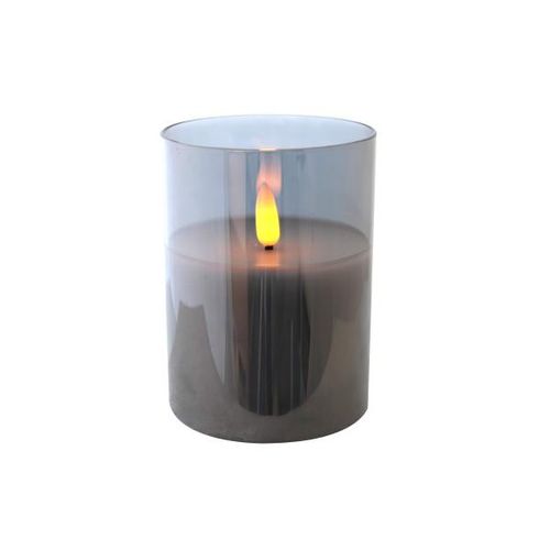 4057984010385 - X Mas Art Collection - led Echtwachskerze im Glas mit Timer Kerze Echtglas Grau - Grau