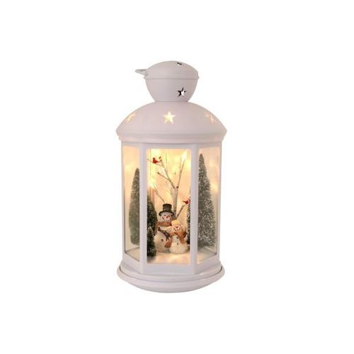 4057984008337 - X-mas Art Collection - led Winter Laterne weiß mit Deko rotierende Lichtfunktion - Weiss