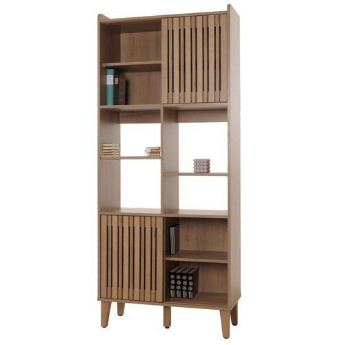 4057651837963 - Bücherregal MCW-M48 Bücherschrank Hochschrank Schiebetür 8 Staufächer MDF 178x75x35cm ~ natur 4057651837963 - Bücherregal MCW-M48 Bücherschrank Hochschrank Schiebetür 8 Staufächer MDF 178x75x35cm ~ natur