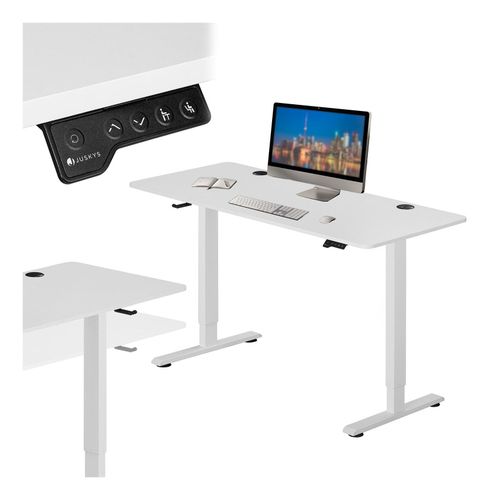 4260565527923 - Höhenverstellbarer Schreibtisch 140x60cm - Elektrisch stufenlos verstellbar Bürotisch Sitz- & Stehtisch Speicherplatz Memory-Funktion - Weiß - Juskys 4260565527923 - Höhenverstellbarer Schreibtisch 140x60cm - Elektrisch stufenlos verstellbar Bürotisch Sitz- & Stehtisch Speicherplatz Memory-Funktion - Weiß - Juskys