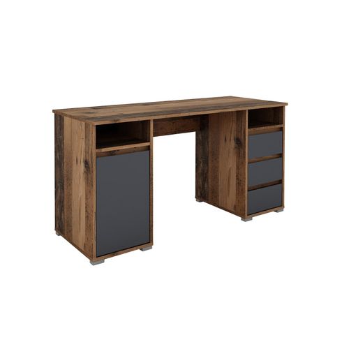 4251942212136 - Schreibtisch lobo Arbeits-Tisch in Altholz-Look Computer-Tisch mit 3 Schubladen 1 Tür und 2 offenen Fächern Große Arbeits-Fläche 138 x 55cm 4251942212136 - Schreibtisch lobo Arbeits-Tisch in Altholz-Look Computer-Tisch mit 3 Schubladen 1 Tür und 2 offenen Fächern Große Arbeits-Fläche 138 x 55cm
