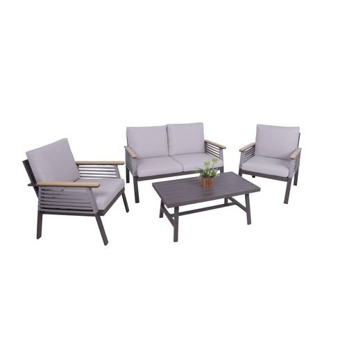 4041908137623 - Loungegruppe DENIA hellgrau braun Metall 4-teilig 4041908137623 Garden Pleasure 4041908137623 - Loungegruppe DENIA hellgrau braun Metall 4-teilig 4041908137623 Garden Pleasure
