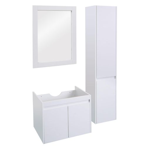 4057651606651 - Badezimmerset MCW-L86 Waschtisch Wandspiegel Hängeschrank Badmöbel MVG Melaminbeschichtet ~ weiß