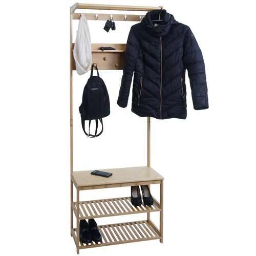 4057651863481 - Bambus Standgarderobe MCW-N82 Garderobenständer Schuhregal Sitzbank Schuhbank Kleiderhaken MVG 170x70x31cm 4057651863481 - Bambus Standgarderobe MCW-N82 Garderobenständer Schuhregal Sitzbank Schuhbank Kleiderhaken MVG 170x70x31cm