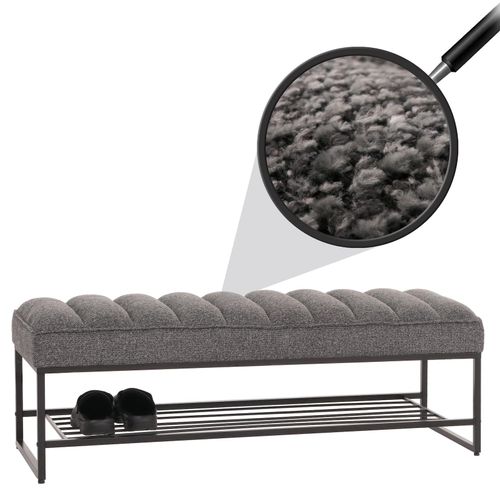 4057651664743 - Sitzbank MCW-N68 mit Schuhablage Bank Polsterbank Garderobenbank Schuhregal Stoff Chenille Metall 130cm ~ dunkelgrau 4057651664743 - Sitzbank MCW-N68 mit Schuhablage Bank Polsterbank Garderobenbank Schuhregal Stoff Chenille Metall 130cm ~ dunkelgrau