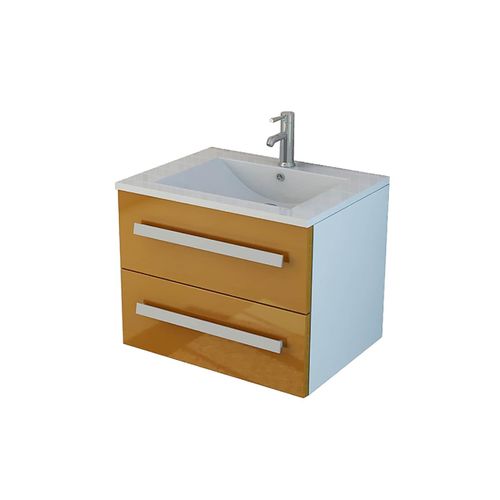 4260180276152 - AROSA Badset Gaeste WC Badmöbel orange Hochglanz Waschbecken SMC Waschtisch Waschtischunterschrank