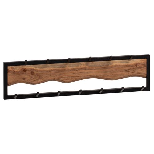 4251757718151 - Wandgarderobe Akazie Massivholz Metall 80x20x8 cm Hakenleiste für Jacken Schals und Mützen Flurgarderobe mit Wellenmuster Garderobe Wand Holz 4251757718151 - Wandgarderobe Akazie Massivholz Metall 80x20x8 cm Hakenleiste für Jacken Schals und Mützen Flurgarderobe mit Wellenmuster Garderobe Wand Holz