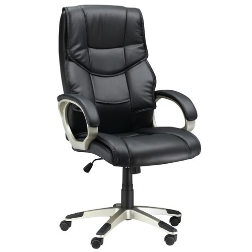 4250871212699 - Bürosessel Chefsessel mit Wippfunktion Bürostuhl Schreibtischstuhl Ergonomischer Drehstuhl Sportsitz Hoher Rückenlehne Schwarz Kunsterleder Metall 70