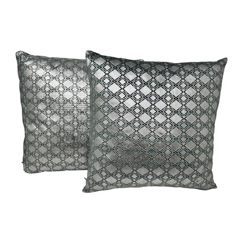 4262456960697 - Jet-Line® 2-er Set Dekokissen Raute Petrol Silber 40x40 cm Indoor Zierkissen mit Füllung Indoor