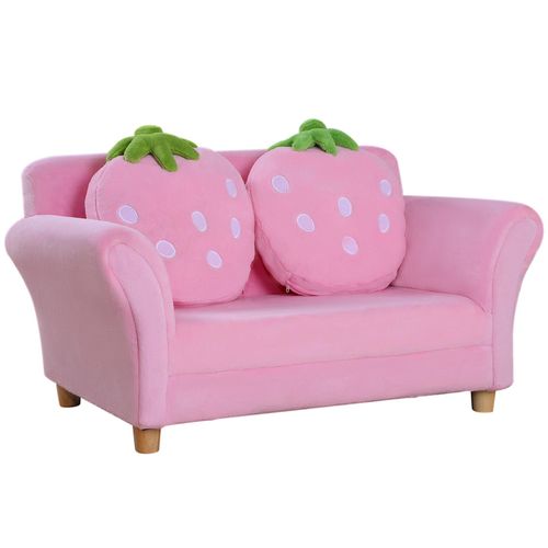 4250871203802 - Kinder Erdbeersofa rosa grün 90 x 50 x 43 cm (LxBxH) Kindersessel Softsofa Kinderzimmer Sofa Sessel