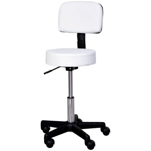 4250871250882 - Arbeitshocker Rollhocker Drehhocker höhenverstellbar mit Lehne Büro Weiß Φ35 x H72-84 cm - Weiß 4250871250882 - Arbeitshocker Rollhocker Drehhocker höhenverstellbar mit Lehne Büro Weiß Φ35 x H72-84 cm - Weiß