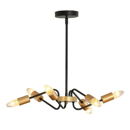 4251774984256 - Hängeleuchte im Industrie-Design Schwarz Gold 48 x 120 cm (ØxH) Deckenlampe Hängelampe Deckenleuchte Kronleuchter