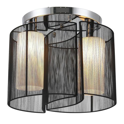 4251774968560 - Deckenlampe vintage Deckenleuchte 2 flammig Deckenlicht Lampe 2 x E27-Fassung Schwarz Ø475 x 33H cm