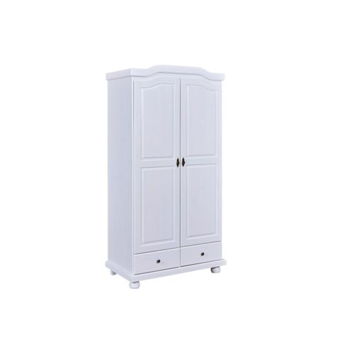 4010340091220 - Altri - Zweitüriger Kleiderschrank mit zwei Schubladen in Kiefer massiv Farbe weiß 104 x 200 x 56 cm 4010340091220 - Altri - Zweitüriger Kleiderschrank mit zwei Schubladen in Kiefer massiv Farbe weiß 104 x 200 x 56 cm