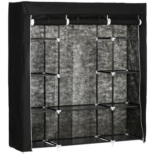 4255633510655 - Homcom - Stoffschrank Faltschrank mit Reißverschluss aus Vliesstoff Kleiderschrank mit 1 Kleiderstange und 10 Einlegeböden Tragbare Garderobe für