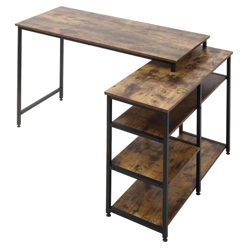 4251774914499 - Schreibtisch Platzsparend L-Form Langlebig Braun Schwarz 135 x 90 x 79 cm (BxTxH) Computertisch Laptoptisch Bürotisch Arbeitstisch