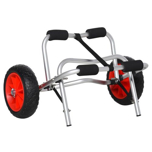 4251774979931 - Kanu- Kajakwagen aus Alu mit Gurt silber 68 x 445 x 40 cm (LxBxH) Kanuwagen Kajakwagen Klappbar FaltbarSurfwagen