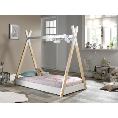 5420070229524 - Tipi Zelt Bett inkl Matratze und Rolllattenrost mit Liegefläche 70 x 140 cm Ausf Kiefer massiv weiß natur 5420070229524 - Tipi Zelt Bett inkl Matratze und Rolllattenrost mit Liegefläche 70 x 140 cm Ausf Kiefer massiv weiß natur