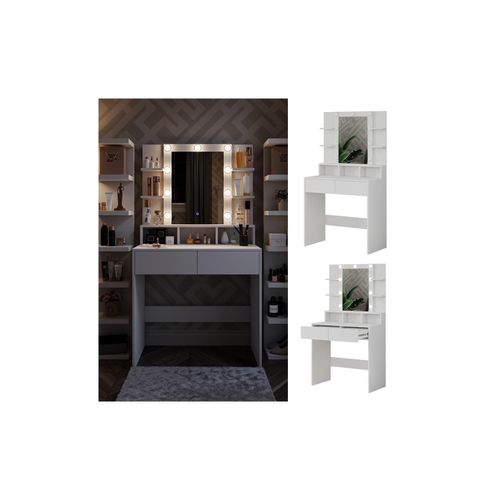 4066731351152 - Schminktisch Taylor 80 x 1465 cm Weiß modern LED Spiegel Frisiertisch 4066731351152 - Schminktisch Taylor 80 x 1465 cm Weiß modern LED Spiegel Frisiertisch