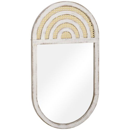 4255633526052 - Wandspiegel Wohnzimmerspiegel 50 x 90 cm Flurspiegel mit Rattanoptik Holzrahmen für Schlafzimmer Weiß - Weiß - Homcom 4255633526052 - Wandspiegel Wohnzimmerspiegel 50 x 90 cm Flurspiegel mit Rattanoptik Holzrahmen für Schlafzimmer Weiß - Weiß - Homcom