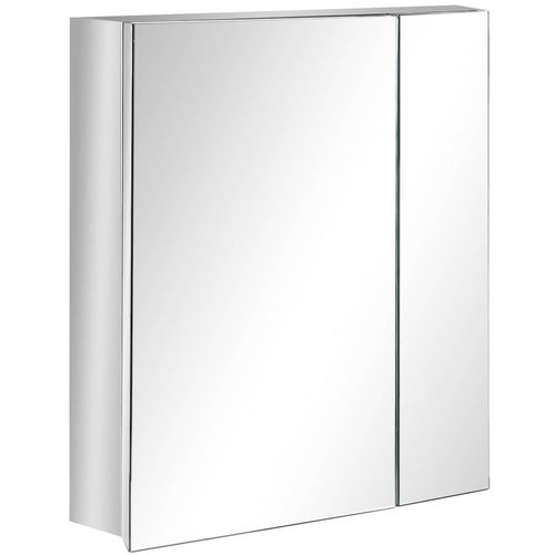 4255633513533 - Spiegelschrank Badspiegelschrank mit 3 Innenböden Hängeschrank mit Doppeltür Wandschrank für Badezimmer Schlafzimmer Edelstahl Silber 54 x 13