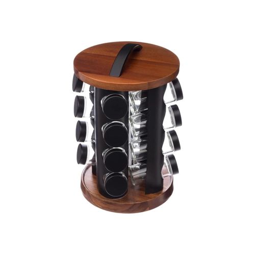 3560234513631 - Secret De Gourmet - Gewürzständer aus Holz und Metall mit sechzehn Glasbehältern 3560234513631 - Secret De Gourmet - Gewürzständer aus Holz und Metall mit sechzehn Glasbehältern