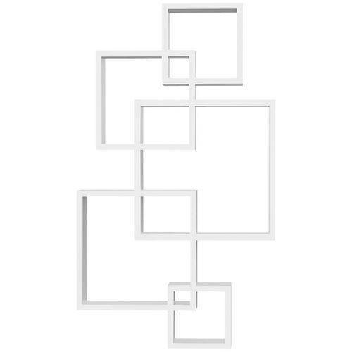 4255633500793 - Wandregal Schweberegal Wandboard mit 5 ineinandergreifenden Würfel 9 Fächer Wanddeko für Wohnzimmer Schlafzimmer Tannenholz Weiß 495 x 102 x 86 4255633500793 - Wandregal Schweberegal Wandboard mit 5 ineinandergreifenden Würfel 9 Fächer Wanddeko für Wohnzimmer Schlafzimmer Tannenholz Weiß 495 x 102 x 86