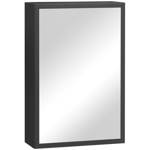 4255633520685 - Kleankin - Spiegelschrank Badspiegelschrank mit 3 Schichten Hängeschrank mit Spiegel Wandschrank für Badezimmer Schlafzimmer Edelstahl Schwarz