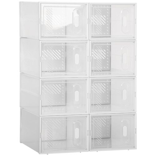 4251774962643 - DIY Steckregal mit 8 Fächern stapelbar Schuhschrank Aufbewahrungsregal Schuhablage mit sichtb