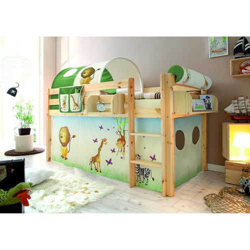 4251105902812 - TiCAA Hochbett Malte Kiefer Natur Motiv Hochbett mit Leiter 90 x 200 cm 4251105902812 - TiCAA Hochbett Malte Kiefer Natur Motiv Hochbett mit Leiter 90 x 200 cm