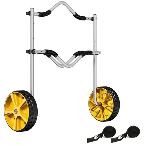 4255633552372 - SPORTNOW Kajakwagen Verstellbarer Kanuwagen Bootswagen mit Spanngurt für Kanu