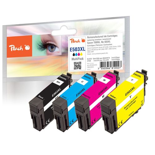 7640366812027 - E503 XL 4 Druckerpatronen XL (bk c m y) ersetzt Epson No 503XL T09R640 für zB Epson Expression Home XP -5200 Epson WorkForce WF -2960 (wiederaufbereitet) 7640366812027 - E503 XL 4 Druckerpatronen XL (bk c m y) ersetzt Epson No 503XL T09R640 für zB Epson Expression Home XP -5200 Epson WorkForce WF -2960 (wiederaufbereitet)