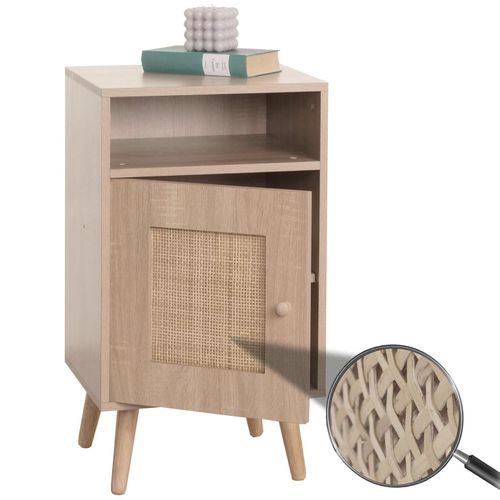 4057651866925 - Nachttisch MCW-M39 Nachtschrank Kaffeetisch Beistelltisch Staufächer Kubu Rattan Holz Melamin Eiche-Optik 71x40x41cm 4057651866925 - Nachttisch MCW-M39 Nachtschrank Kaffeetisch Beistelltisch Staufächer Kubu Rattan Holz Melamin Eiche-Optik 71x40x41cm
