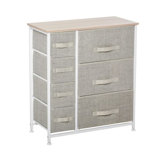 4255633533418 - Schubladenschrank Aufbewahrungsschrank mit faltbaren 7 Stoffschubladen Metallgestell + Holz + Vliesstoff Hellgrau 635 x 30 x 71 cm - Homcom 4255633533418 - Schubladenschrank Aufbewahrungsschrank mit faltbaren 7 Stoffschubladen Metallgestell + Holz + Vliesstoff Hellgrau 635 x 30 x 71 cm - Homcom