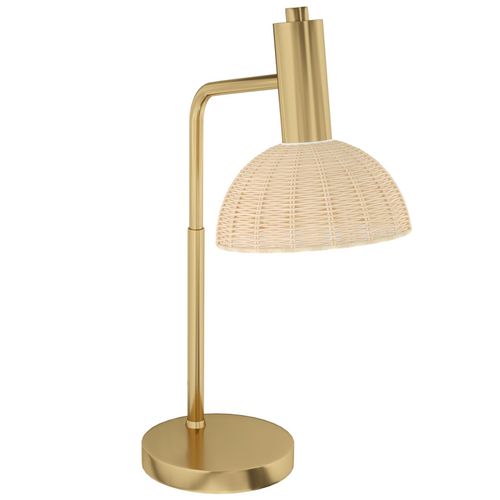 4255633540768 - Tischleuchte Tischlampe mit E14 Fassung Nachttischlampe mit Rattan-Lampenschirm 40 W Schreibtischlampe für Schlafzimmer Wohnzimmer