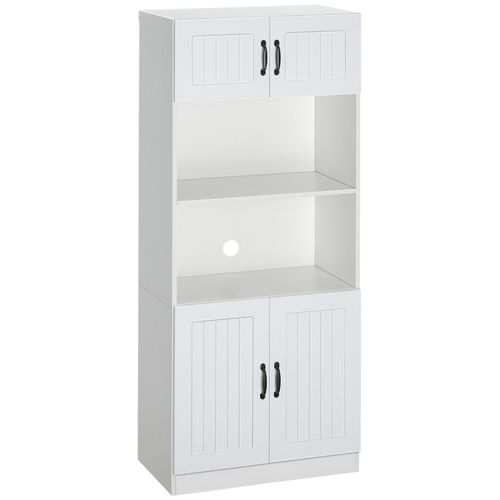 4255633558459 - Küchenschrank Küchenbuffet Hochschrank mit 2 Regalen und 2 Schränken Esszimmerschrank mit verstellbaren Regalböden Mikrowellenregal Anti-Kipp-Gurt 4255633558459 - Küchenschrank Küchenbuffet Hochschrank mit 2 Regalen und 2 Schränken Esszimmerschrank mit verstellbaren Regalböden Mikrowellenregal Anti-Kipp-Gurt