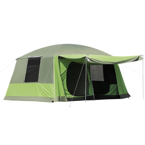 4250871250769 - Familienzelt für 4-8 Personen gelbgrün 410 x 310 x 225 cm (LxBxH) Campingzelt Kuppelzelt Schlafkabine Vorzelt