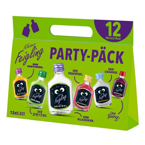4004752254601 - Kleiner Feigling Party Päck 150 - 200 % vol 20 ml 12er Pack - Inhalt 3 Flaschen