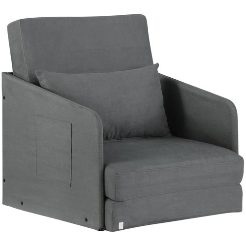 4250871291670 - Klappbarer Schlafsessel mit 2 Seitentaschen grau 70 x 74 x 78 cm (BxTxH) Schlafsofa Klappmatratze Gästebett Einzelbett