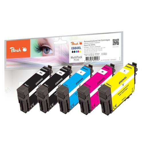 7640366812157 - E604 XL 5 Druckerpatronen XL (2*bk c m y) ersetzt Epson No 604XL für zB Epson Expression Home XP -2200 Epson Expression Home XP -2205 (wiederaufbereitet) 7640366812157 - E604 XL 5 Druckerpatronen XL (2*bk c m y) ersetzt Epson No 604XL für zB Epson Expression Home XP -2200 Epson Expression Home XP -2205 (wiederaufbereitet)