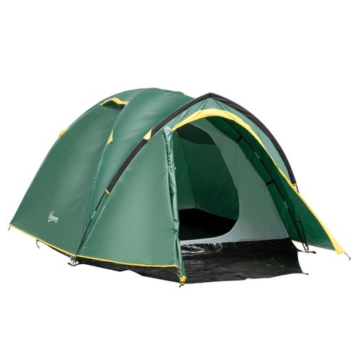 4251774903325 - Campingzelt für 3-4 Personen grün gelb 325 x 183 x 130 cm (LxBxH) Kuppelzelt Multifunktionszelt Sonnenschutz Zelt