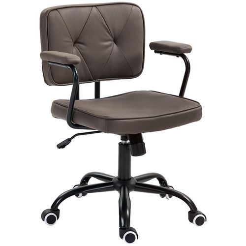 4255633547064 - Bürostuhl mit Rollen Drehstuhl Schreibtischstuhl für Büro höhenverstellbar mit Wippfunktion 360°-Drehung neigbar Schaumstoff Kaffee 61 x 58 x 82-91