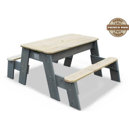 8718469469024 - Aksent Sand- Wasser- und Picknicktisch (2 Bänke) mit Sonnenschirm und Gartenwerkzeugen 8718469469024 - Aksent Sand- Wasser- und Picknicktisch (2 Bänke) mit Sonnenschirm und Gartenwerkzeugen