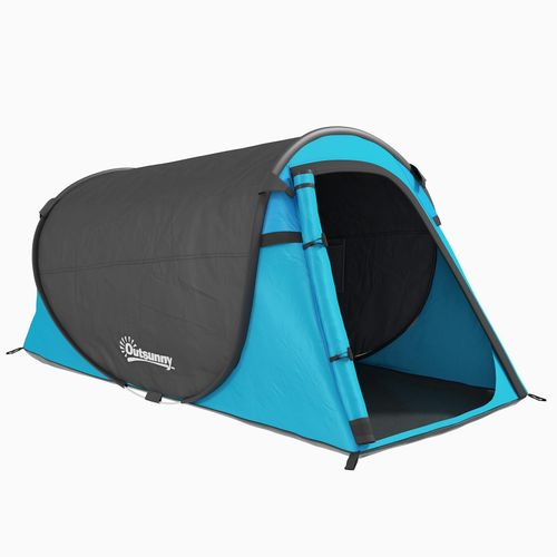 4251774906456 - Campingzelt für 1-2 Personen blau grau 220 x 108 x 110 cm (LxBxH) Pop Up Zelt Multifunktionszelt Sonnenschutz Zelt