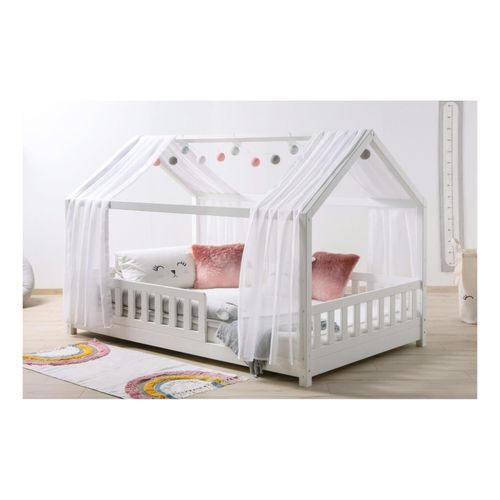 4251105965602 - TiCAA TiCAA Kinderbett Hausbett mit Tüll Kim 90x200 cm 100x200 cm 120x200 cm 140x200 für Jungen & Mädchen inkl Rolllattenrost Rausfallschutz variabel Montessori Bett weiß aus Kiefer Massivholz 4251105965602 - TiCAA TiCAA Kinderbett Hausbett mit Tüll Kim 90x200 cm 100x200 cm 120x200 cm 140x200 für Jungen & Mädchen inkl Rolllattenrost Rausfallschutz variabel Montessori Bett weiß aus Kiefer Massivholz