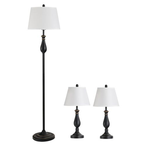 4251774968614 - 3er- Lampenset 2 Tischlampen + 1 Stehlampe schwarz weiß Standleuchte Lampe Ecklampe Dekolampe Leuchte 4251774968614 - 3er- Lampenset 2 Tischlampen + 1 Stehlampe schwarz weiß Standleuchte Lampe Ecklampe Dekolampe Leuchte