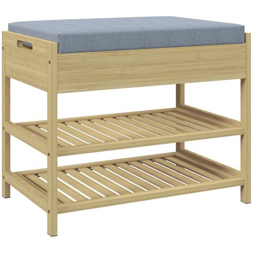 4255633553393 - Schuhbank mit 2 Etagen Sitzbank mit Schublade Schuhregal Garderobenbank für 4 Paar Schuhe für Diele Flur Bambus Natur 55 x 35 x 46 cm - Homcom 4255633553393 - Schuhbank mit 2 Etagen Sitzbank mit Schublade Schuhregal Garderobenbank für 4 Paar Schuhe für Diele Flur Bambus Natur 55 x 35 x 46 cm - Homcom