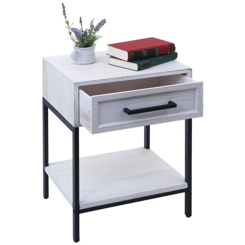 4057651811321 - Nachttisch MCW-N91 Kommode Beistelltisch Nachtschrank Schrank Schublade Shabby-Look Paulownia Holz 59x43x36cm ~ weiß 4057651811321 - Nachttisch MCW-N91 Kommode Beistelltisch Nachtschrank Schrank Schublade Shabby-Look Paulownia Holz 59x43x36cm ~ weiß