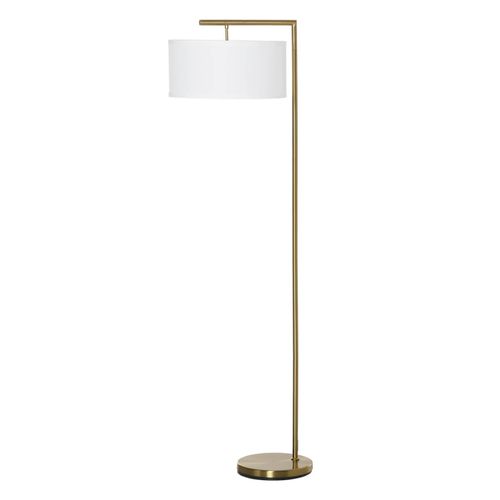 4251774902847 - Stehlampe mit Leinenstoffschirm gold weiß 47 x 37 x 153 cm (LxBxH) Wohnzimmerlampe Stehleuchte Leselampe Beleuchtung 4251774902847 - Stehlampe mit Leinenstoffschirm gold weiß 47 x 37 x 153 cm (LxBxH) Wohnzimmerlampe Stehleuchte Leselampe Beleuchtung